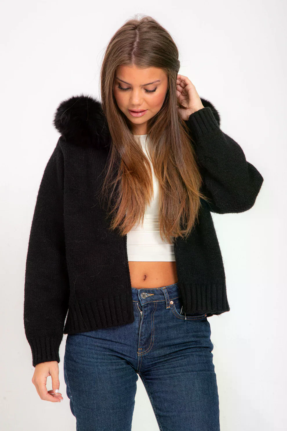 Cardigan Cappuccio a Peluche